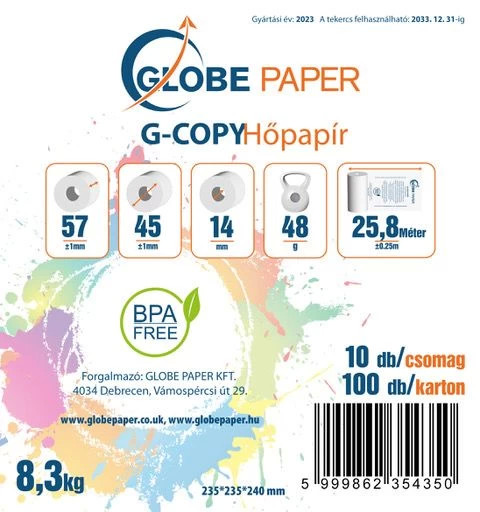57 x 45 mm-es hőpapír csomagolási címkéje