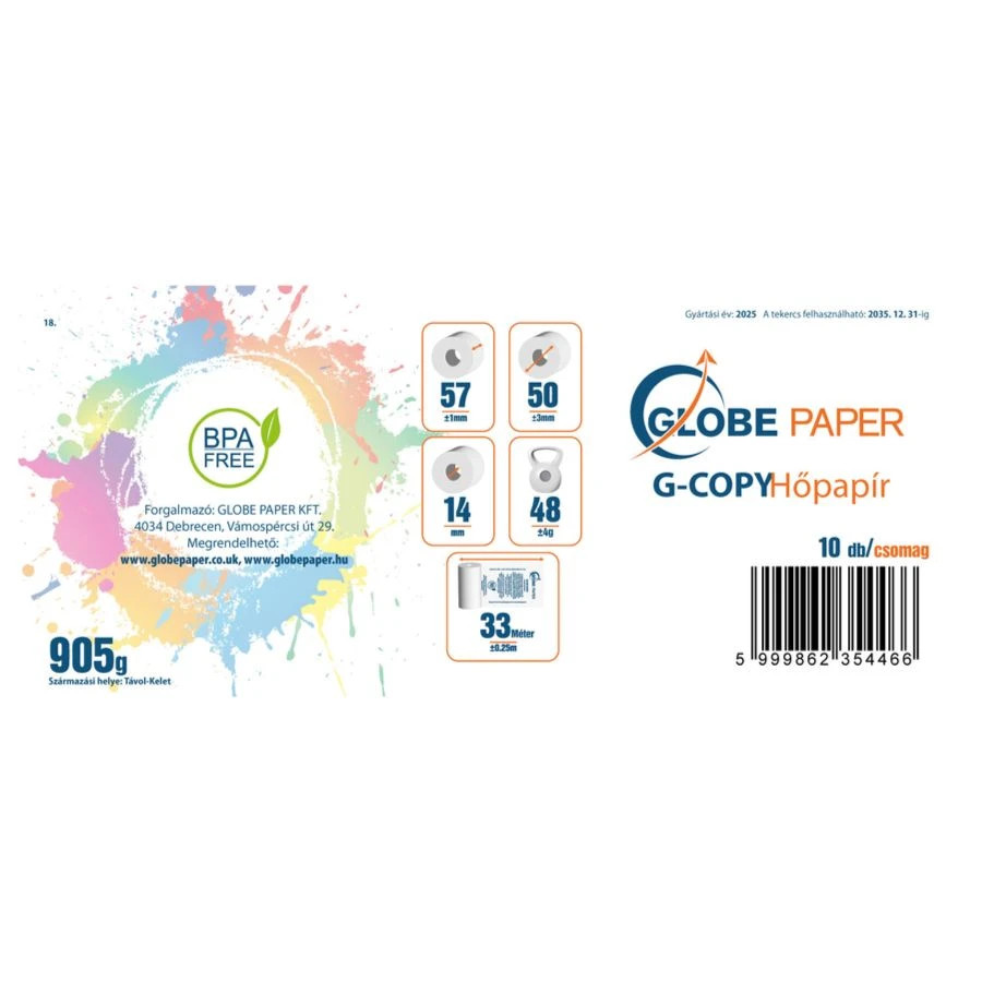 Hőpapír címke 57x50 mm 10 darabos kiszerelés