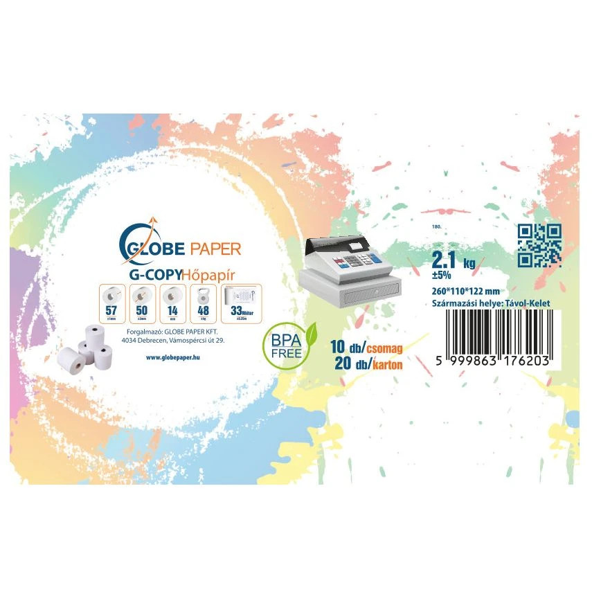 Hőpapír címke 57x50 mm 20 darabos kiszerelés