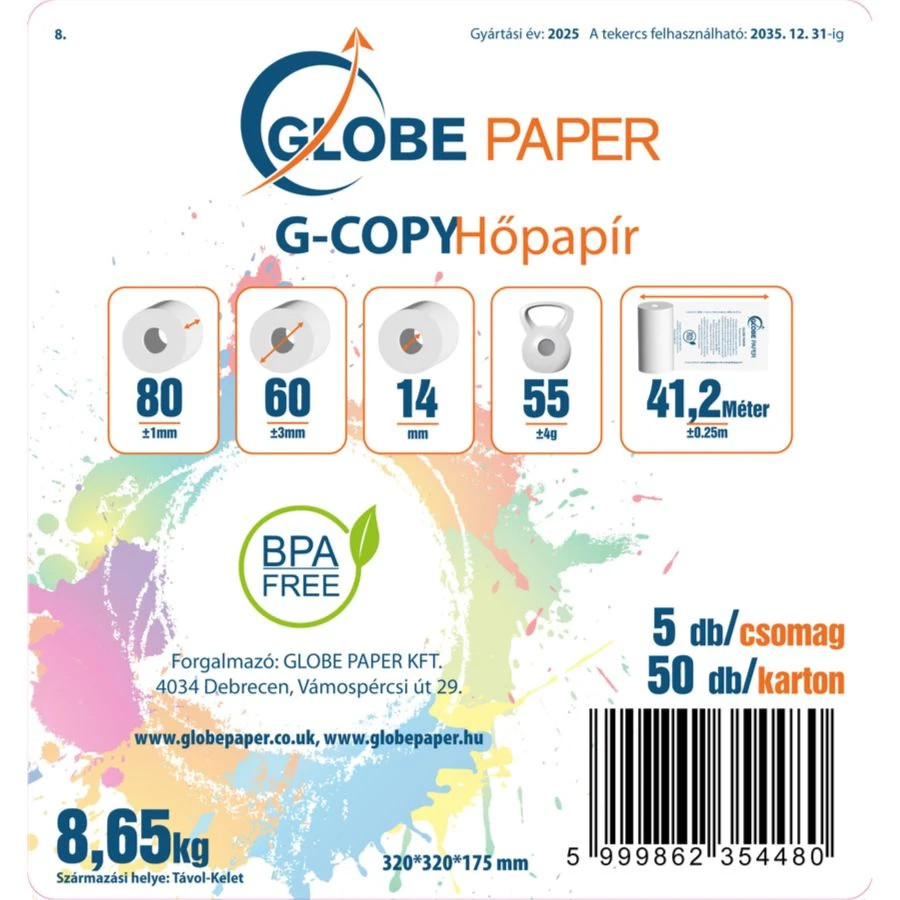 Színes csomagolás címke 80x60 mm hőpapírhoz