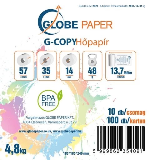 Hőpapír címke kartonos 100 db szalagra