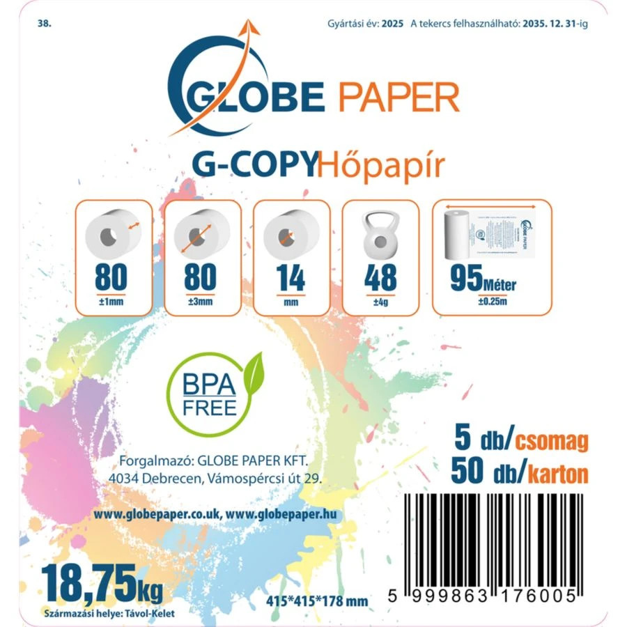80 x 80 mm hőpapír csomagolásának címkéje