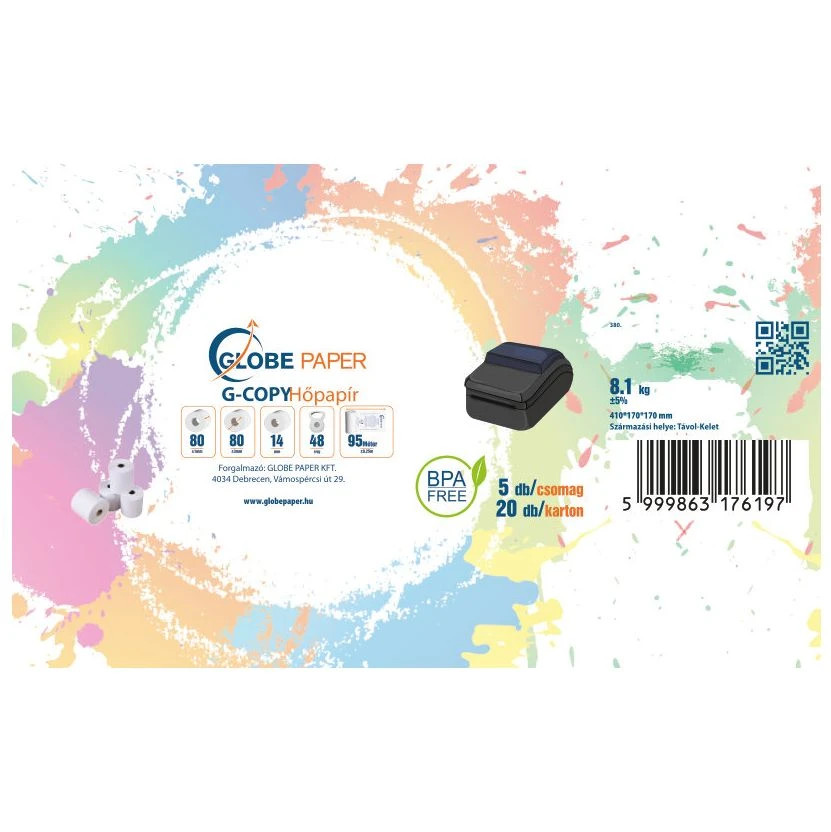 80 x 80 mm hőpapír címkéje