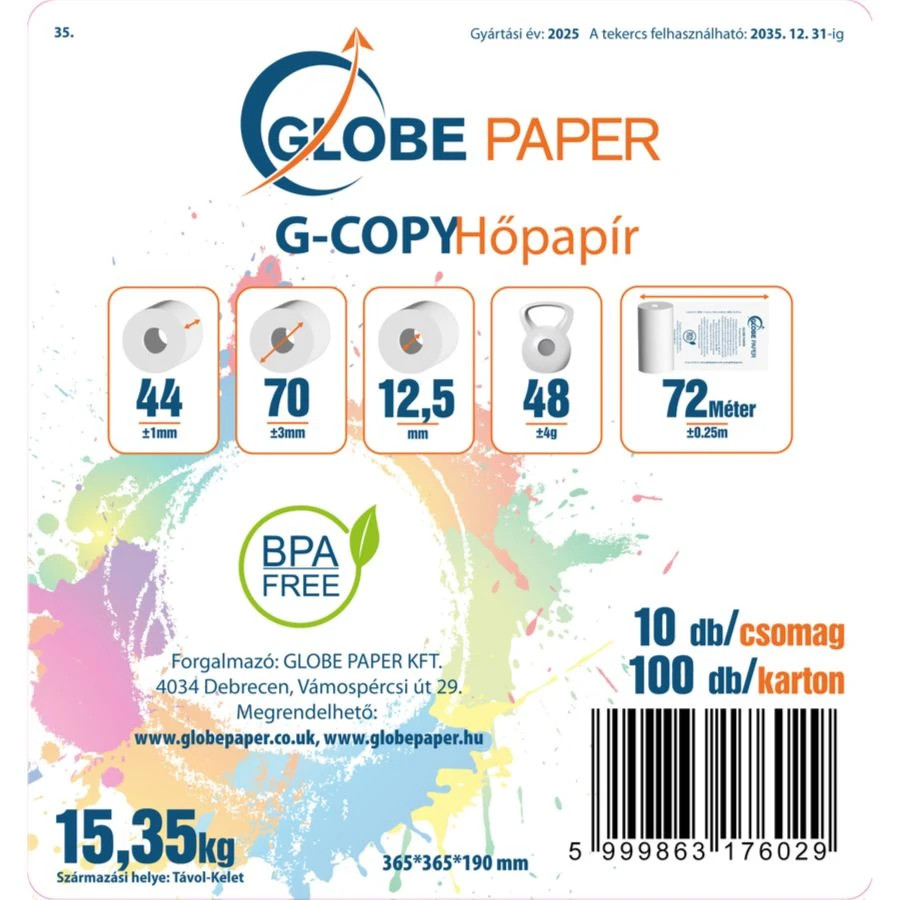 44 x 70 mm hőpapír csomagolás címke kartonos