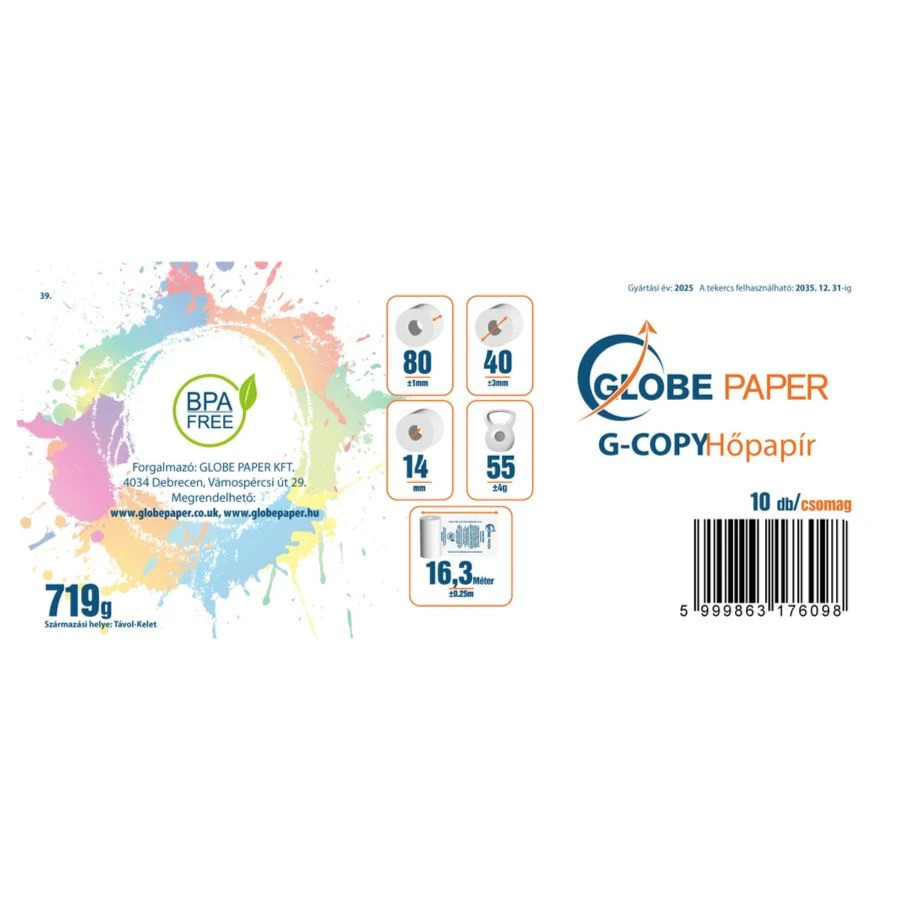 80 x 40 mm hőpapír csomagolás címke