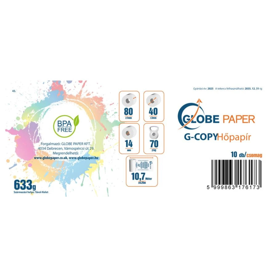 80 x 40 mm hőpapír csomagolás címke