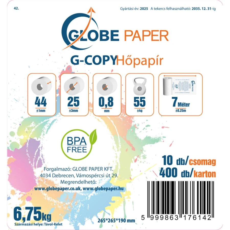 44 x 25 mm hőpapír csomagolás címke kartonos
