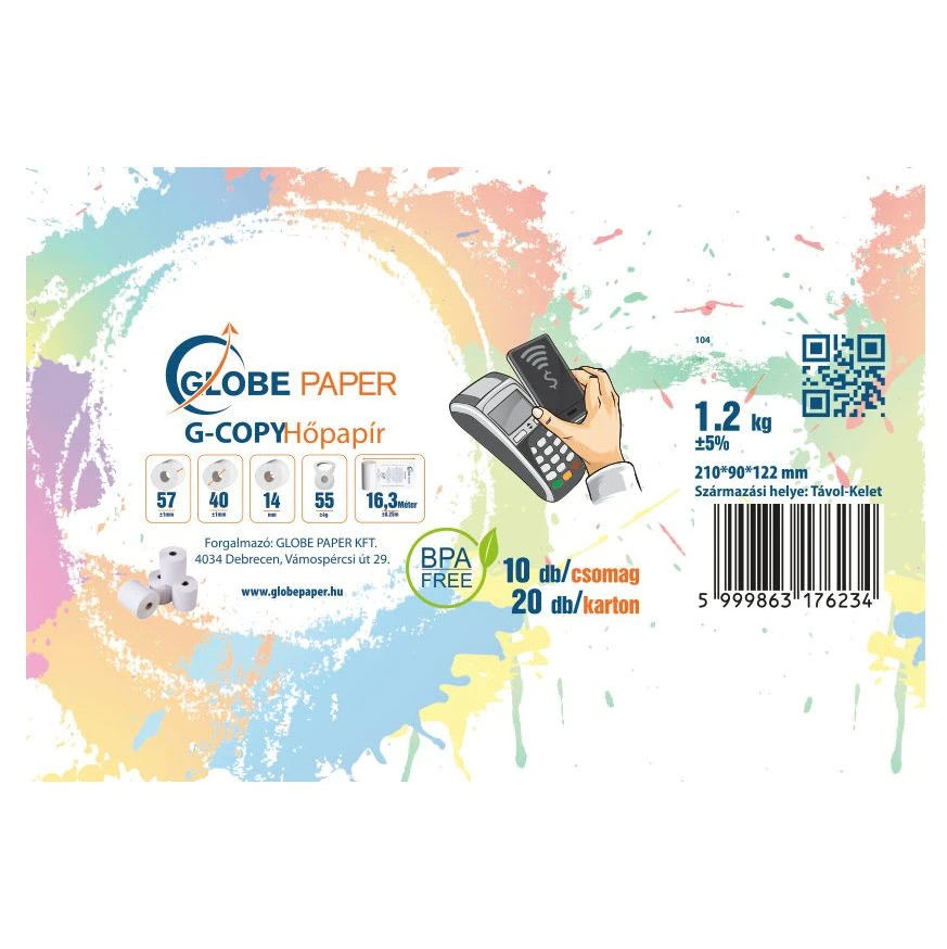 Hőpapír címke 20 tekercses kiszereléshez